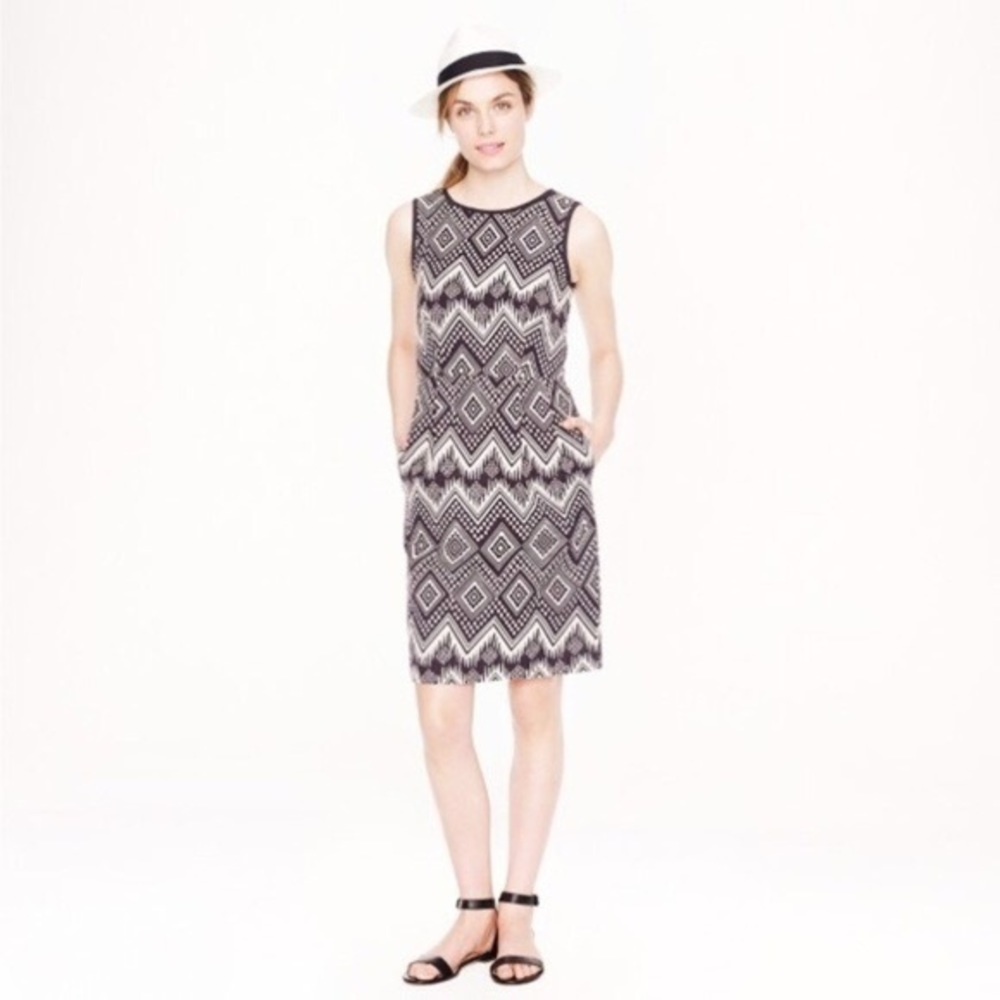 J. Crew Ikat Aztec Tribal Ponte Shift Dress 6
